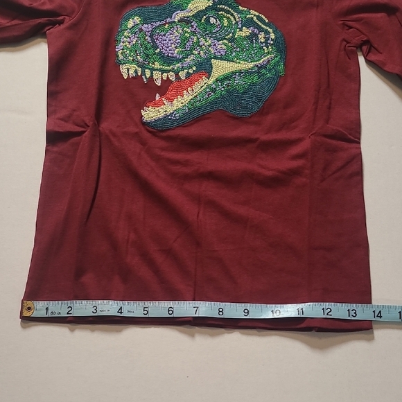 Lands' Ends Dinosaur Graphic Kids Shirt - Maroon NWOT Small - Picture 8 of 10